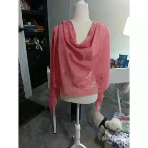 "INDIGO SOUL" Ladies 62" x 28" 100%‎ Polyester Pink Lace Scarf